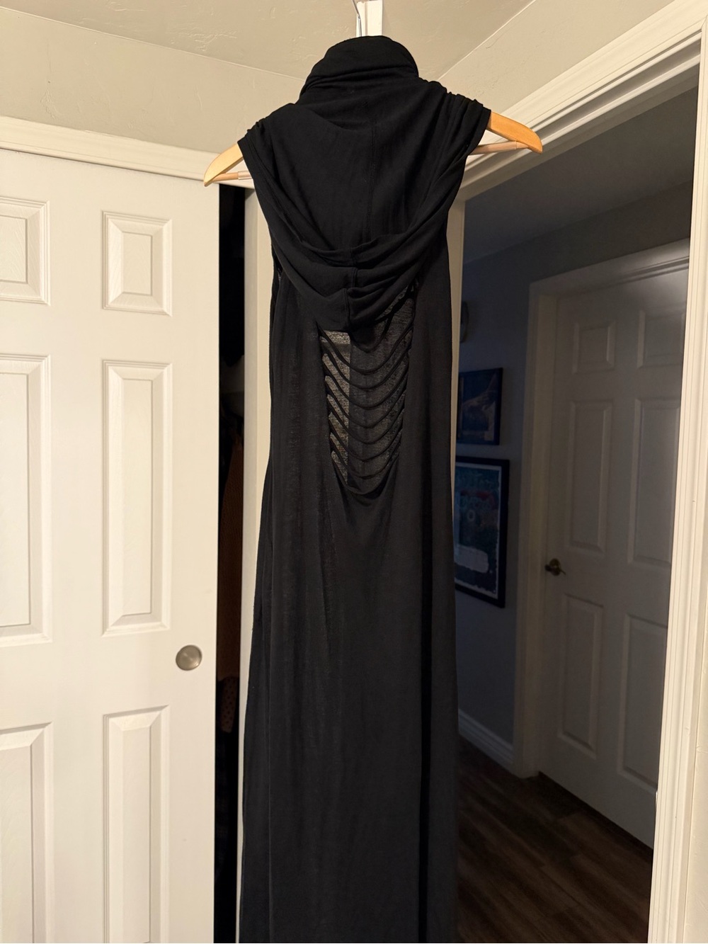 Dolls Kill Black Maxi Dress with Draped Cowl Neck - Picture 3 of 3